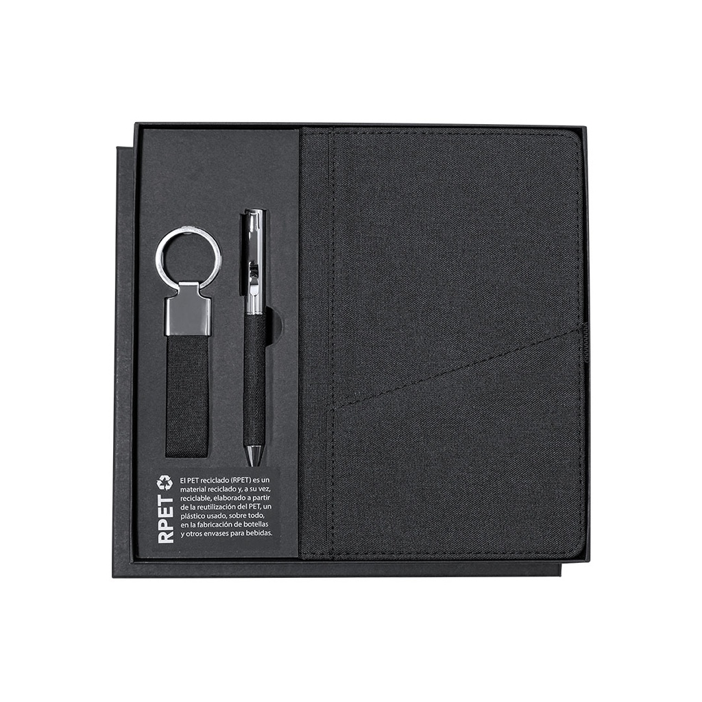 Kit libreta + bolígrafo + llavero mod. 21737